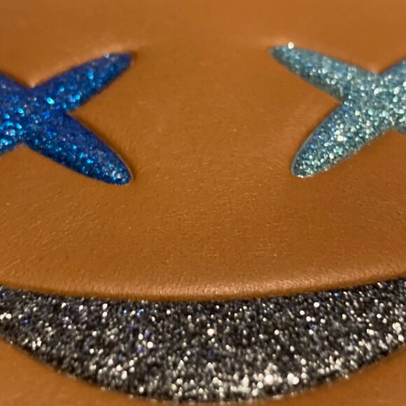 EUC Vintage COACH Tan Leather Glitter Cheeky Zip Wristlet - Picture 8 of 12